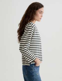 Annie Tee Powder/Pacific Navy Boat Neck Long Sleeve WOMENS TOPS Photo 4