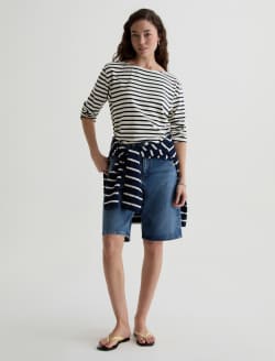 Annie Tee Powder/Pacific Navy Boat Neck Long Sleeve WOMENS TOPS Photo 5