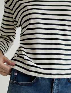 Annie Tee Powder/Pacific Navy Boat Neck Long Sleeve WOMENS TOPS Photo 6