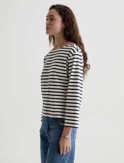 Annie Tee Powder/Pacific Navy Boat Neck Long Sleeve WOMENS TOPS Photo 7