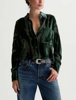 Sawtelle Velvet Shirt Pine Relaxed Shirt WOMENS TOPS Photo 2