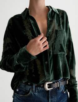 Sawtelle Velvet Shirt Pine Relaxed Shirt WOMENS TOPS Photo 3