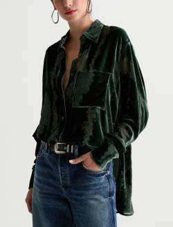 Sawtelle Velvet Shirt Pine Relaxed Shirt WOMENS TOPS Photo 7