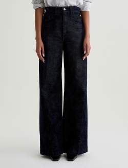 Deven Glam Game Flocked High-Rise Ultra Wide Leg WOMENS BOTTOMS Photo 3