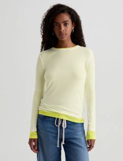 Eleni Top Powder/Chartreuse Layered Long Sleeve  Top WOMENS TOPS Photo 2