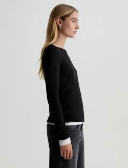 Eleni Top Super Black/Powder Layered Long Sleeve  Top WOMENS TOPS Photo 4