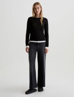 Eleni Top Super Black/Powder Layered Long Sleeve  Top WOMENS TOPS Photo 5