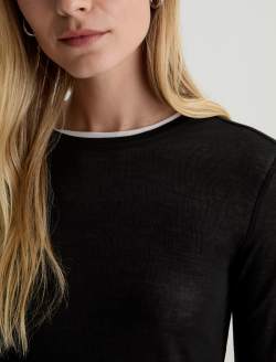 Eleni Top Super Black/Powder Layered Long Sleeve  Top WOMENS TOPS Photo 6