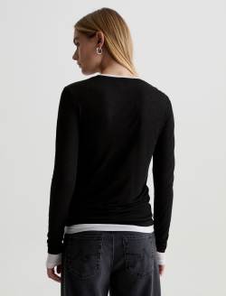 Eleni Top Super Black/Powder Layered Long Sleeve  Top WOMENS TOPS Photo 8