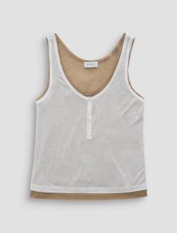 Alina Tank Powder/Khaki Sand Double Layer Top WOMENS TOPS Photo 1