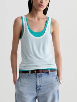 Ellena Top Poolside Green Double Layer Tank WOMENS TOPS Photo 2
