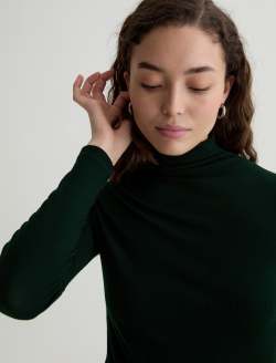 Chels Turtleneck Dark Green Slim Rib Knit WOMENS TOPS Photo 3