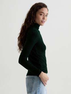 Chels Turtleneck Dark Green Slim Rib Knit WOMENS TOPS Photo 4