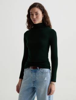 Chels Turtleneck Dark Green Slim Rib Knit WOMENS TOPS Photo 7