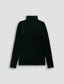 Chels Turtleneck Dark Green Slim Rib Knit WOMENS TOPS Photo 1