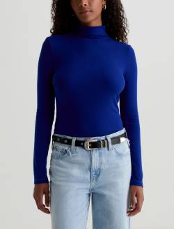 Chels Turtleneck Endless Blue Slim Rib Knit WOMENS TOPS Photo 2