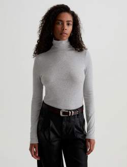 Chels Turtleneck Heather Grey Slim Turtleneck WOMENS TOPS Photo 2