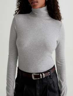 Chels Turtleneck Heather Grey Slim Turtleneck WOMENS TOPS Photo 3