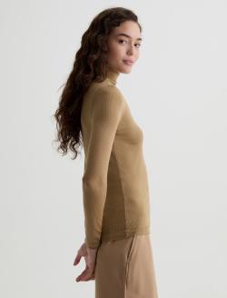 Chels Turtleneck Khaki Sand Slim Rib Knit WOMENS TOPS Photo 4