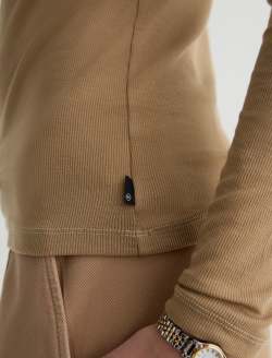 Chels Turtleneck Khaki Sand Slim Rib Knit WOMENS TOPS Photo 6