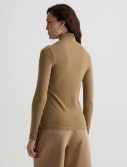 Chels Turtleneck Khaki Sand Slim Rib Knit WOMENS TOPS Photo 8