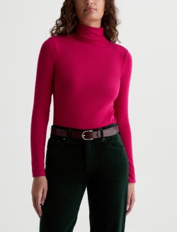 Chels Turtleneck Lipstick Slim Rib Knit WOMENS TOPS Photo 2