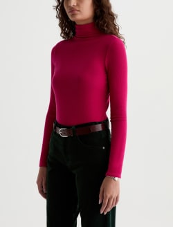 Chels Turtleneck Lipstick Slim Rib Knit WOMENS TOPS Photo 7