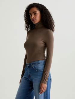 Chels Turtleneck Taupe Grey Slim Turtleneck WOMENS TOPS Photo 7