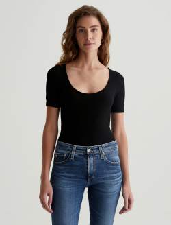 Jaxon Scoop True Black Scoop Neck Shirt WOMENS TOPS Photo 1