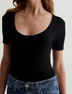 Jaxon Scoop True Black Scoop Neck Shirt WOMENS TOPS Photo 2