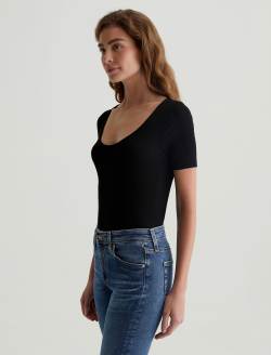 Jaxon Scoop True Black Scoop Neck Shirt WOMENS TOPS Photo 3