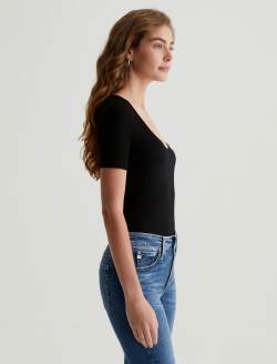 Jaxon Scoop True Black Scoop Neck Shirt WOMENS TOPS Photo 6
