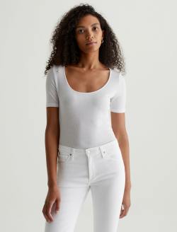 Jaxon Scoop True White Scoop Neck Shirt WOMENS TOPS Photo 1