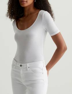 Jaxon Scoop True White Scoop Neck Shirt WOMENS TOPS Photo 2