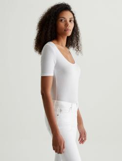 Jaxon Scoop True White Scoop Neck Shirt WOMENS TOPS Photo 6