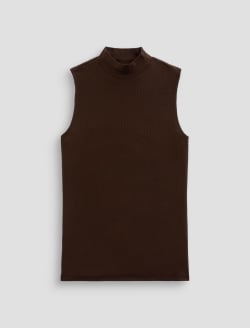 Edie Sleeveless Turtleneck Bitter Chocolate Slim Turtleneck WOMENS TOPS Photo 1