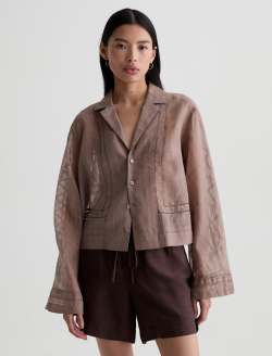 Ellah Shirt Cork Relaxed Silk Long Sleeve WOMENS TOPS Photo 2