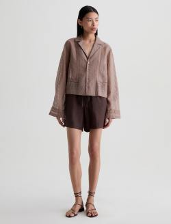 Ellah Shirt Cork Relaxed Silk Long Sleeve WOMENS TOPS Photo 5