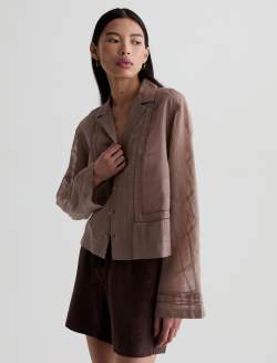 Ellah Shirt Cork Relaxed Silk Long Sleeve WOMENS TOPS Photo 7