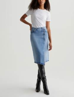 Bruna Skirt 18 Years Oslo AG-ed™ Wrap Midi Denim Skirt WOMENS BOTTOMS Photo 2