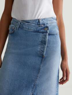 Bruna Skirt 18 Years Oslo AG-ed™ Wrap Midi Denim Skirt WOMENS BOTTOMS Photo 4