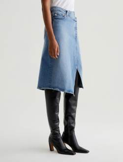 Bruna Skirt 18 Years Oslo AG-ed™ Wrap Midi Denim Skirt WOMENS BOTTOMS Photo 5