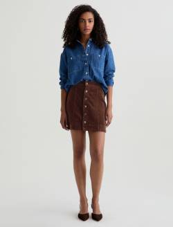 Evie Corduroy Skirt Coffee Bean A-Line Mini Skirt WOMENS BOTTOMS Photo 2