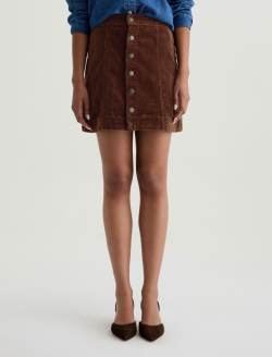 Evie Corduroy Skirt Coffee Bean A-Line Mini Skirt WOMENS BOTTOMS Photo 3