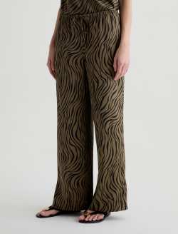 Clara Modern Zebra Mossy Taupe/Black Silk Pull-On Wide Leg WOMENS BOTTOMS Photo 7