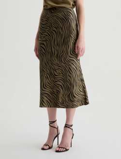 Karina Skirt Modern Zebra Mossy Taupe/Black Silk Classic Fit Skirt WOMENS BOTTOMS Photo 6