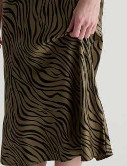 Karina Skirt Modern Zebra Mossy Taupe/Black Silk Classic Fit Skirt WOMENS BOTTOMS Photo 7