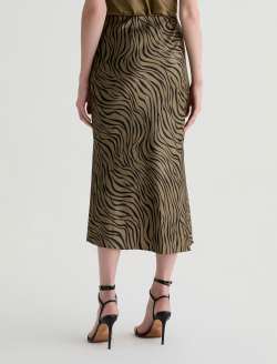 Karina Skirt Modern Zebra Mossy Taupe/Black Silk Classic Fit Skirt WOMENS BOTTOMS Photo 8