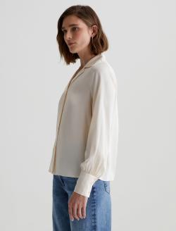 Valerie Blouse Champagne Notched Collar Silk Blouse WOMENS TOPS Photo 6