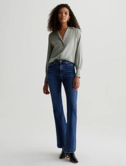 Valerie Blouse Fresh Vetiver Notched Collar Silk Blouse WOMENS TOPS Photo 4